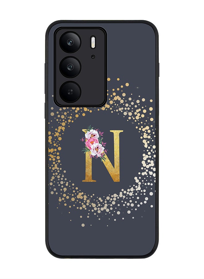 Stylizedd For Realme C75x / C75 4G Case,Slim fit Camera Protection, Shockproof Thin Phone cover  - Custom Monogram Floral - N  (Grey ) - Image 1